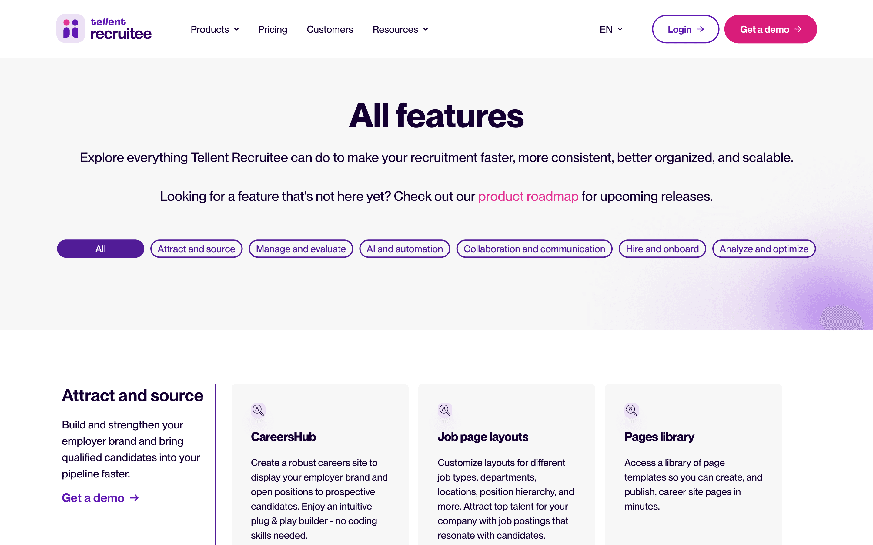 Recruitee: All features