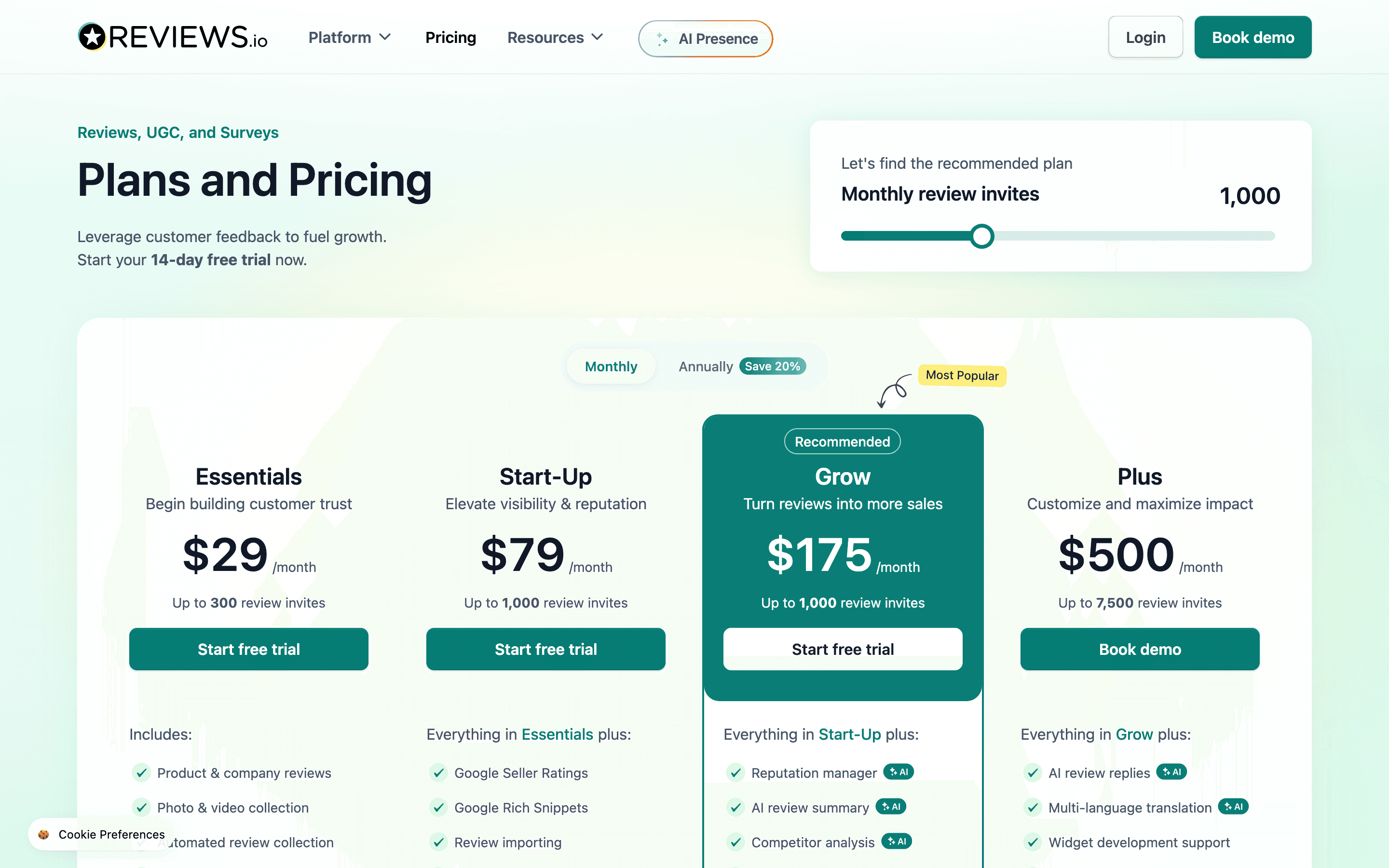 REVIEWS.io pricing