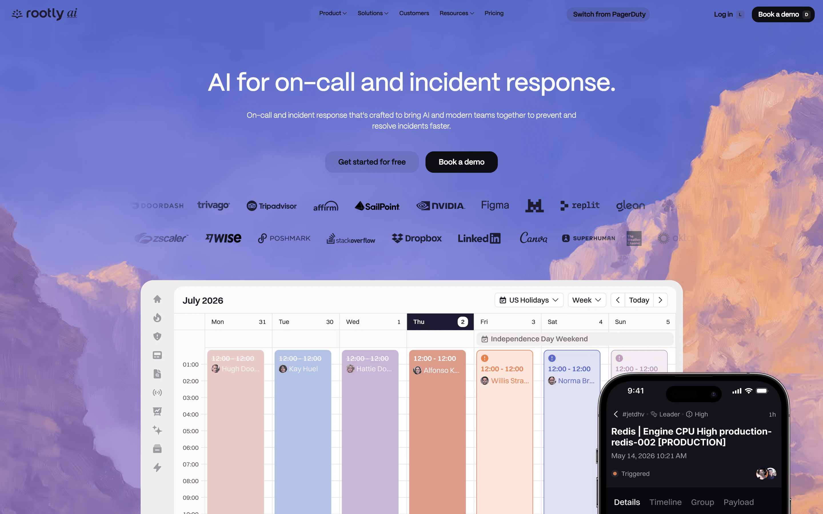 Rootly homepage