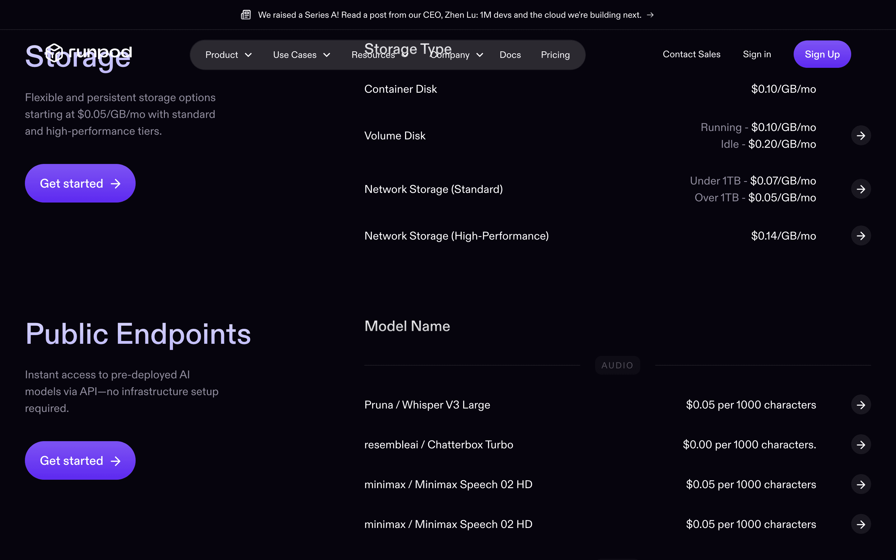 RunPod pricing