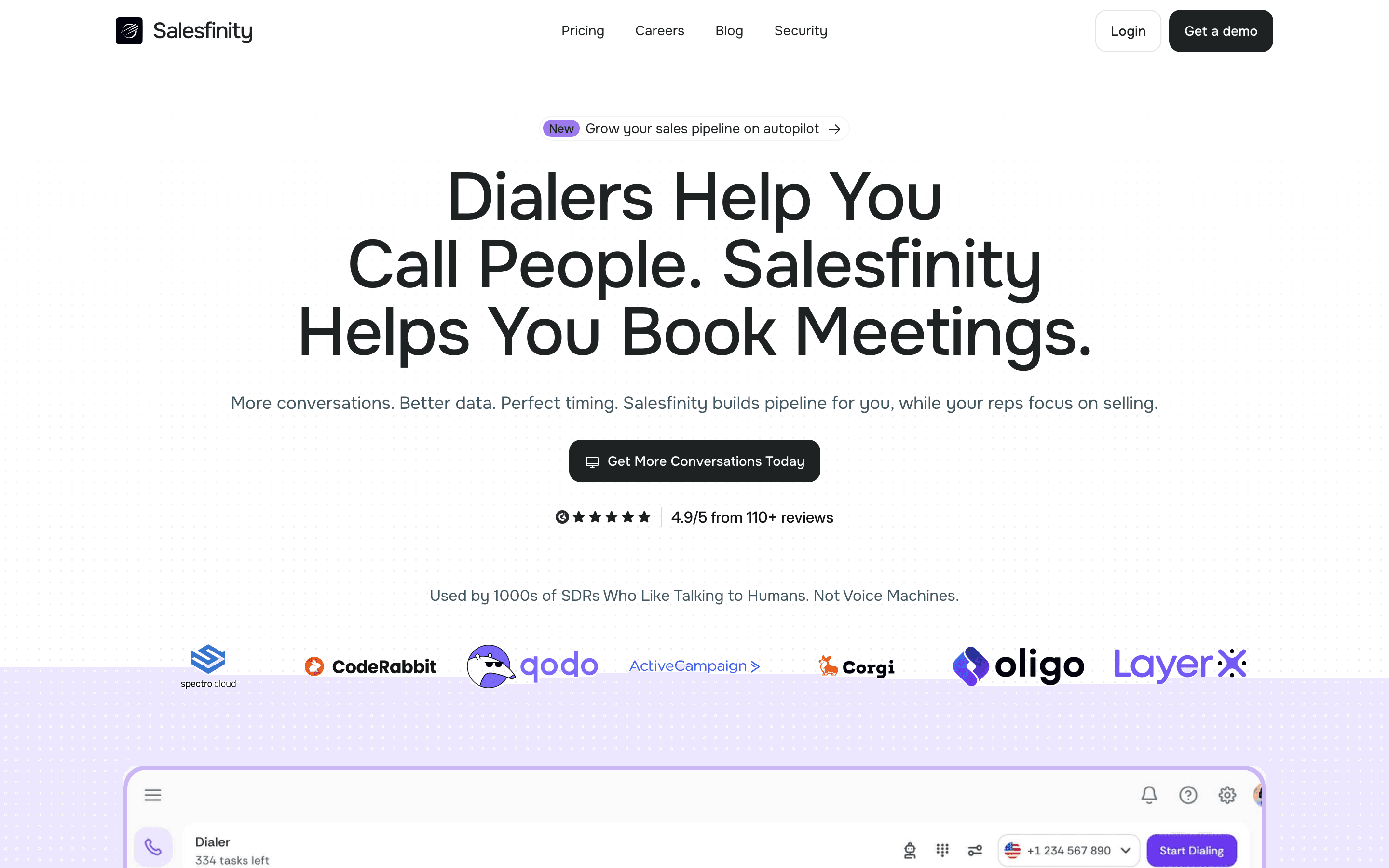 Salesfinity homepage
