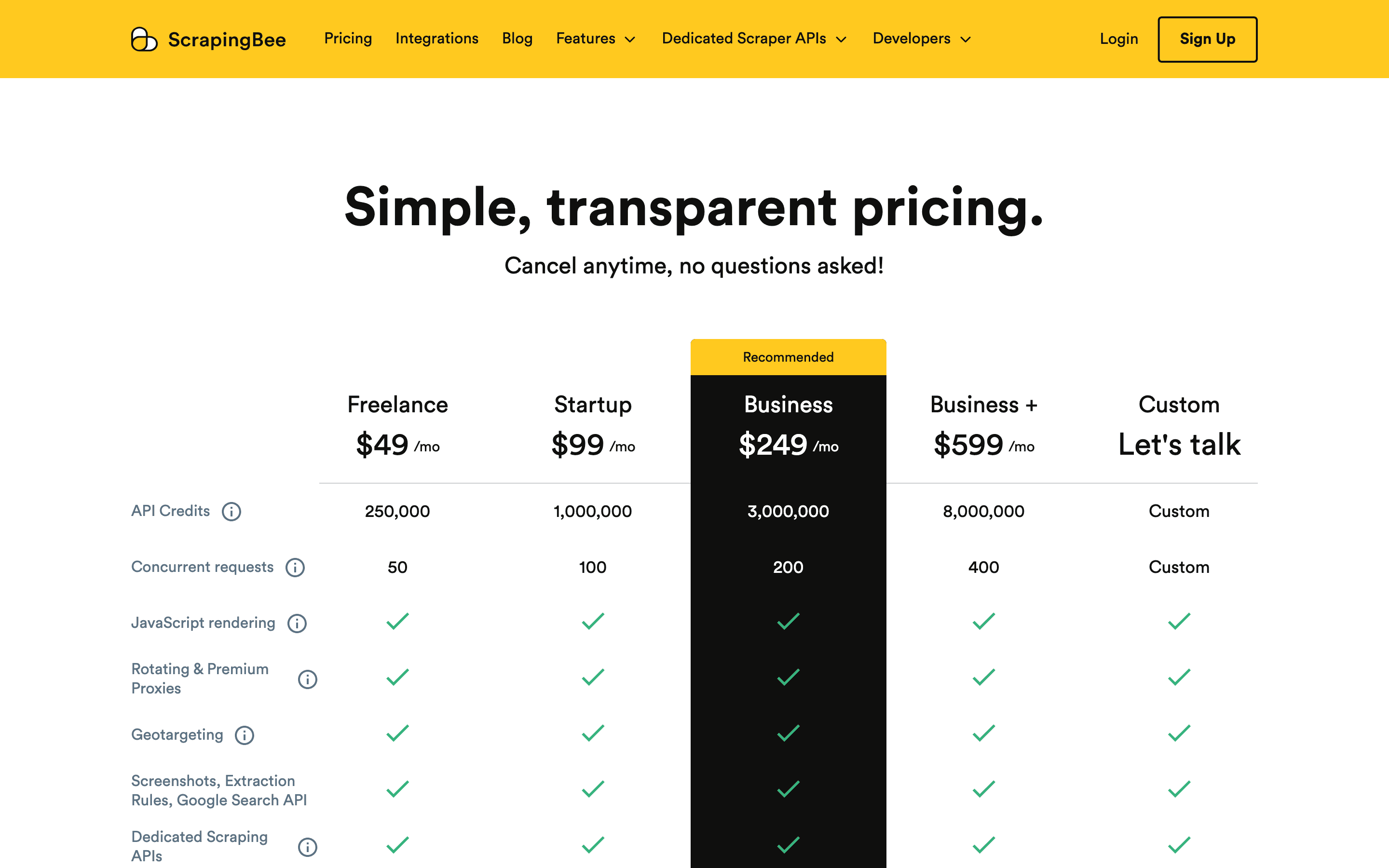ScrapingBee pricing