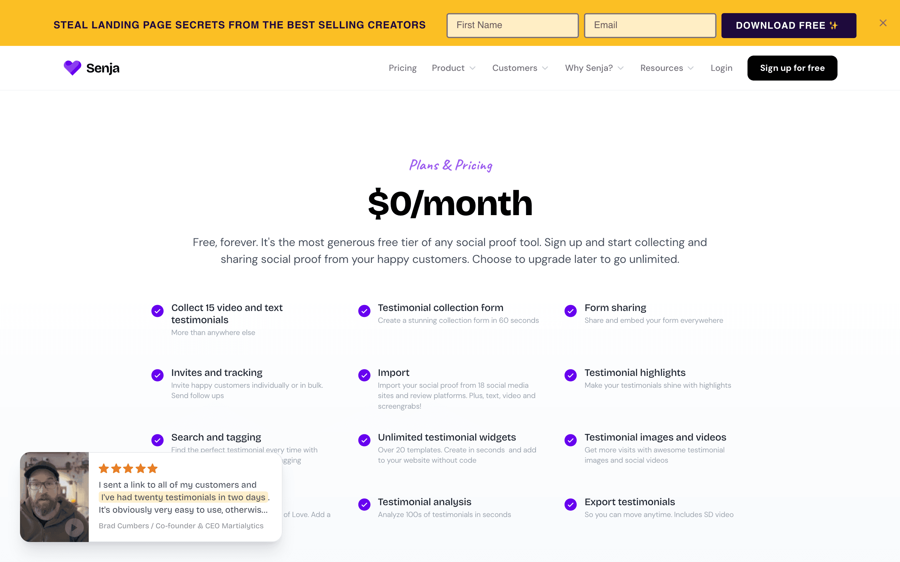 Senja pricing