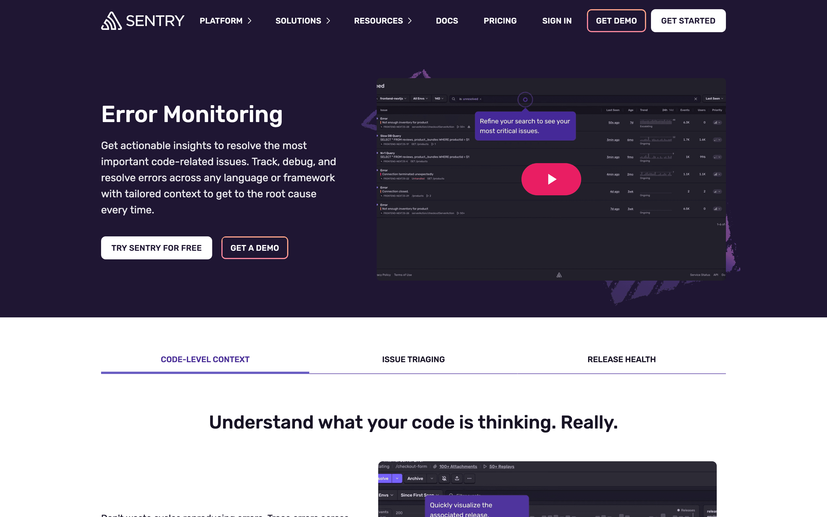 Sentry: Error monitoring