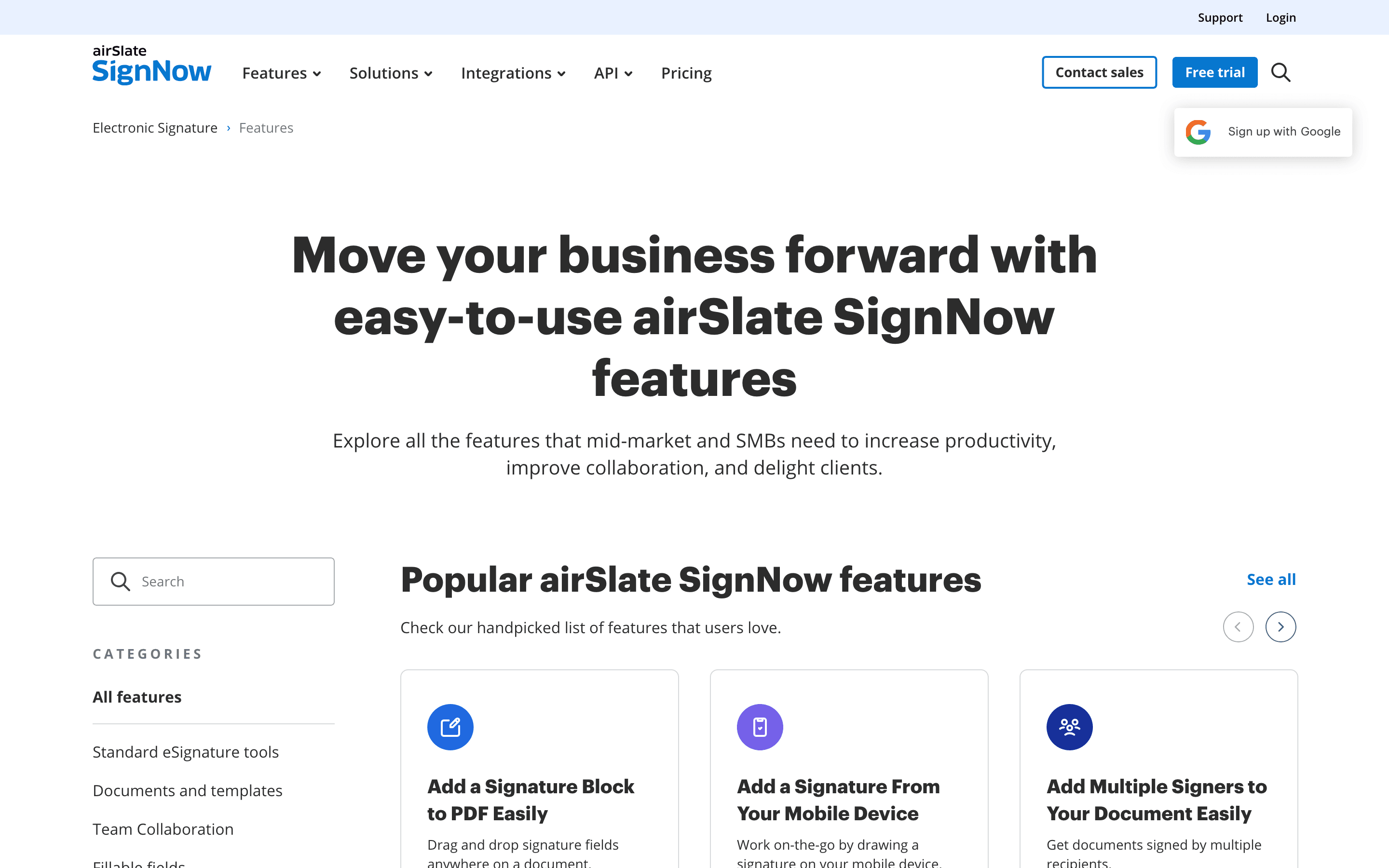 SignNow: Features