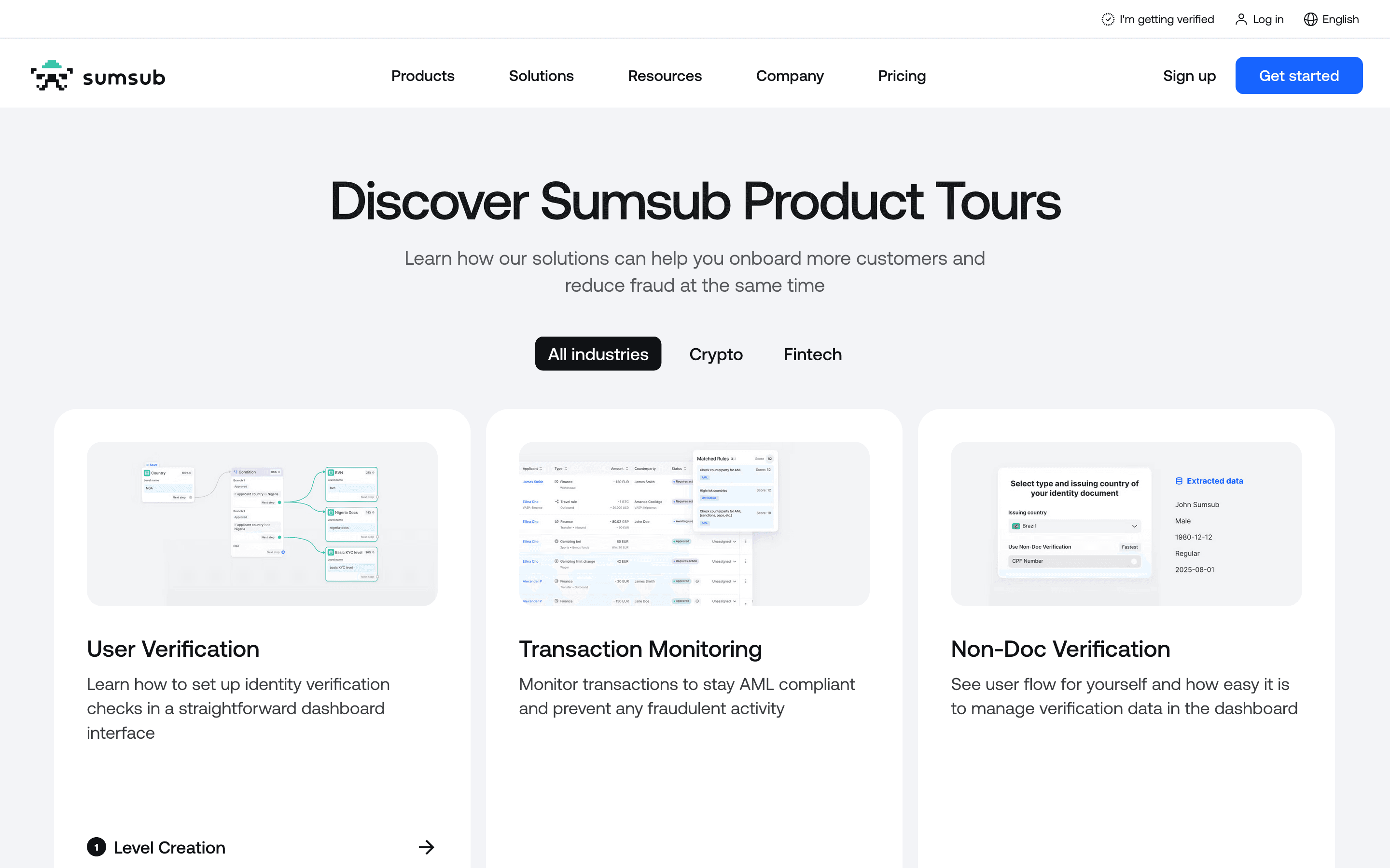 Sumsub: Product tours