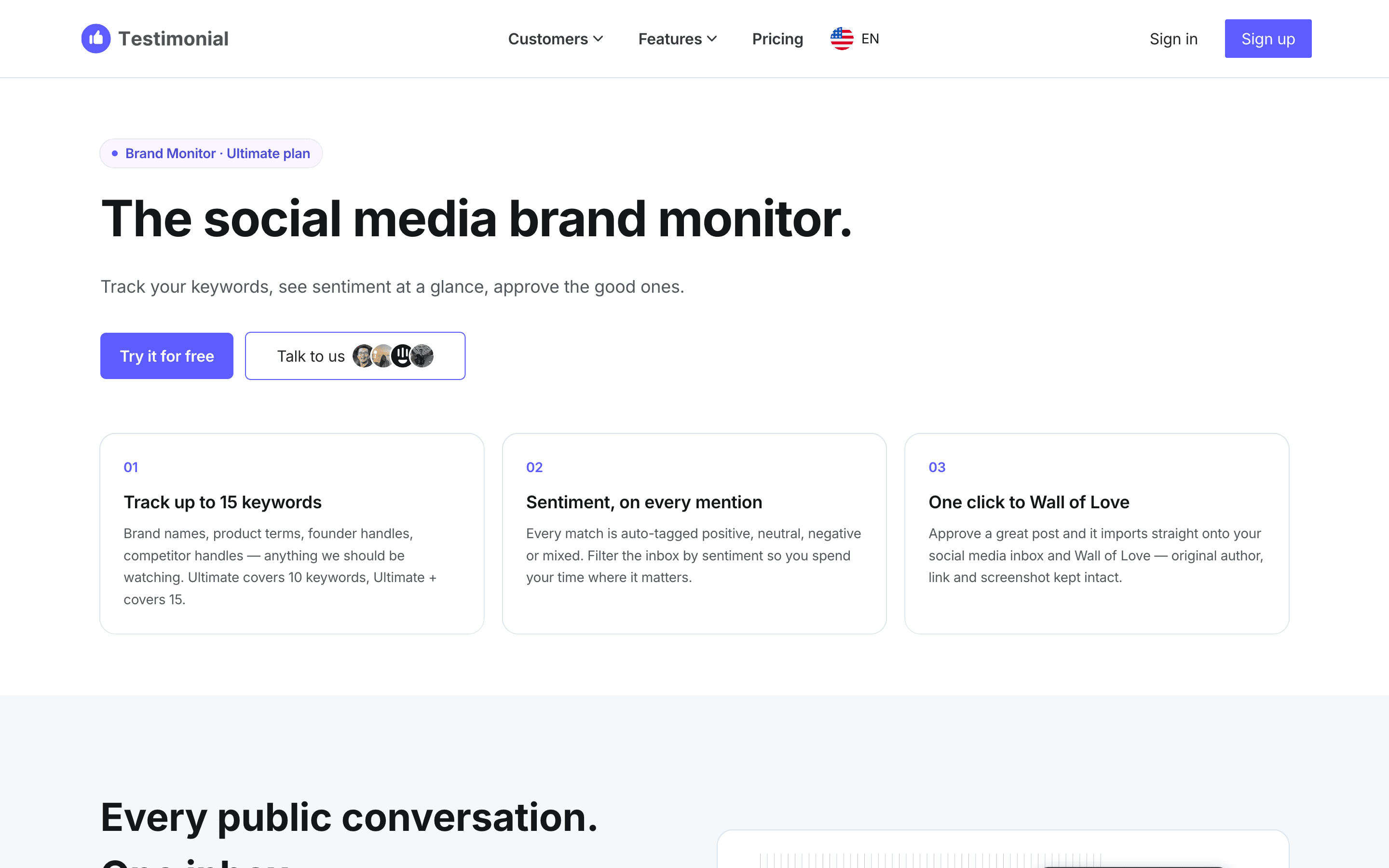 Testimonial.to: Brand monitor