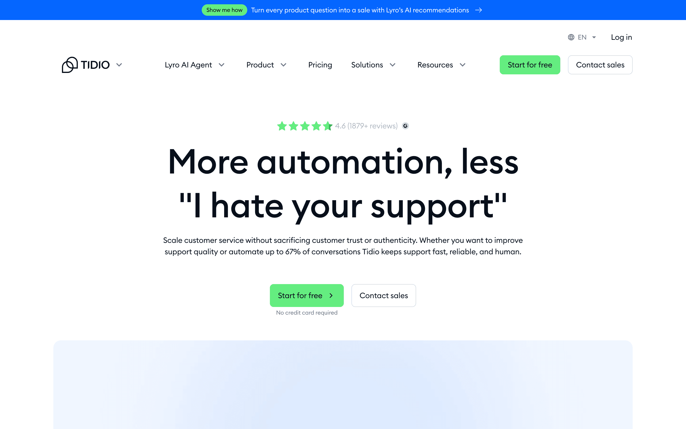 Tidio homepage