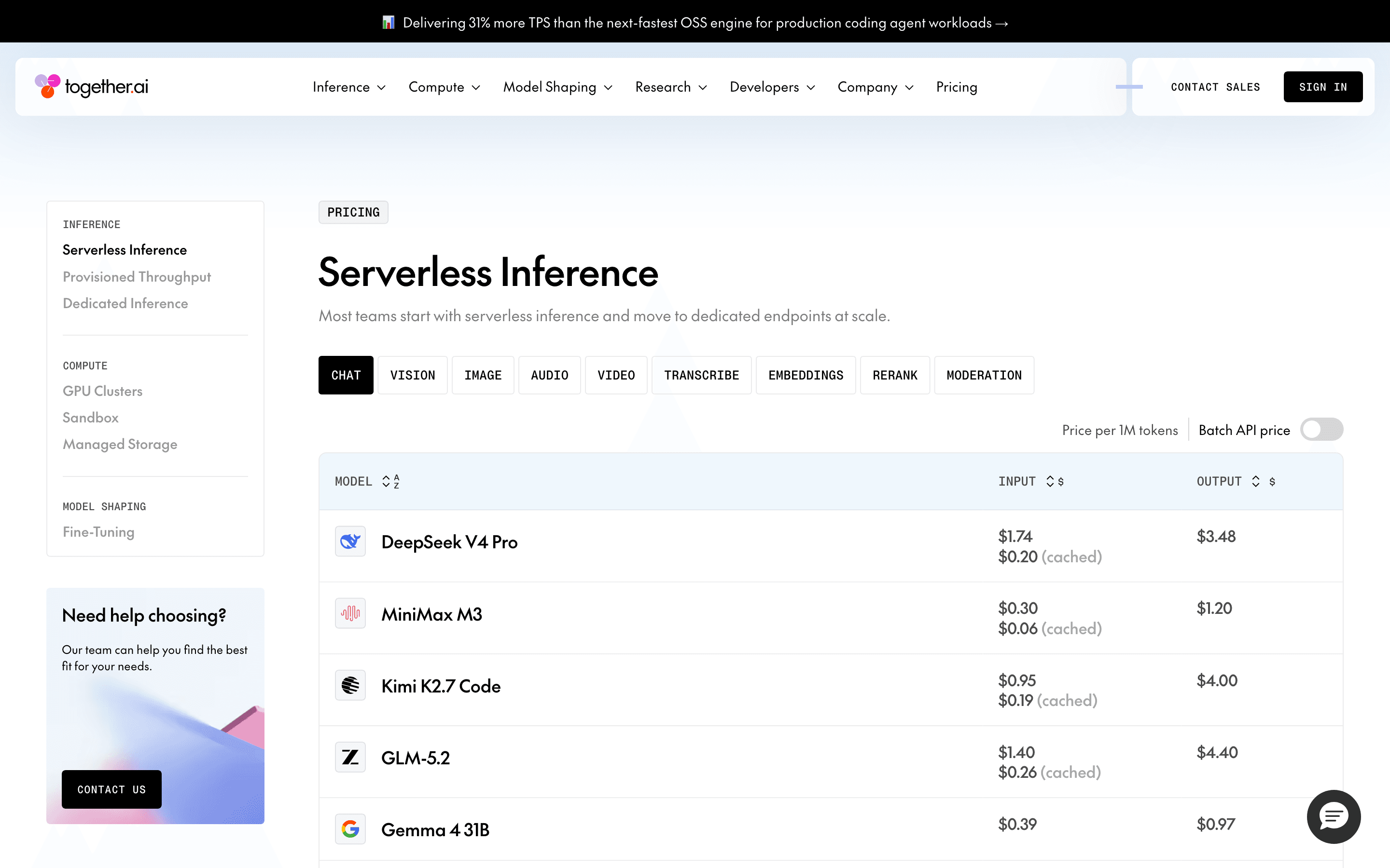 Together AI pricing