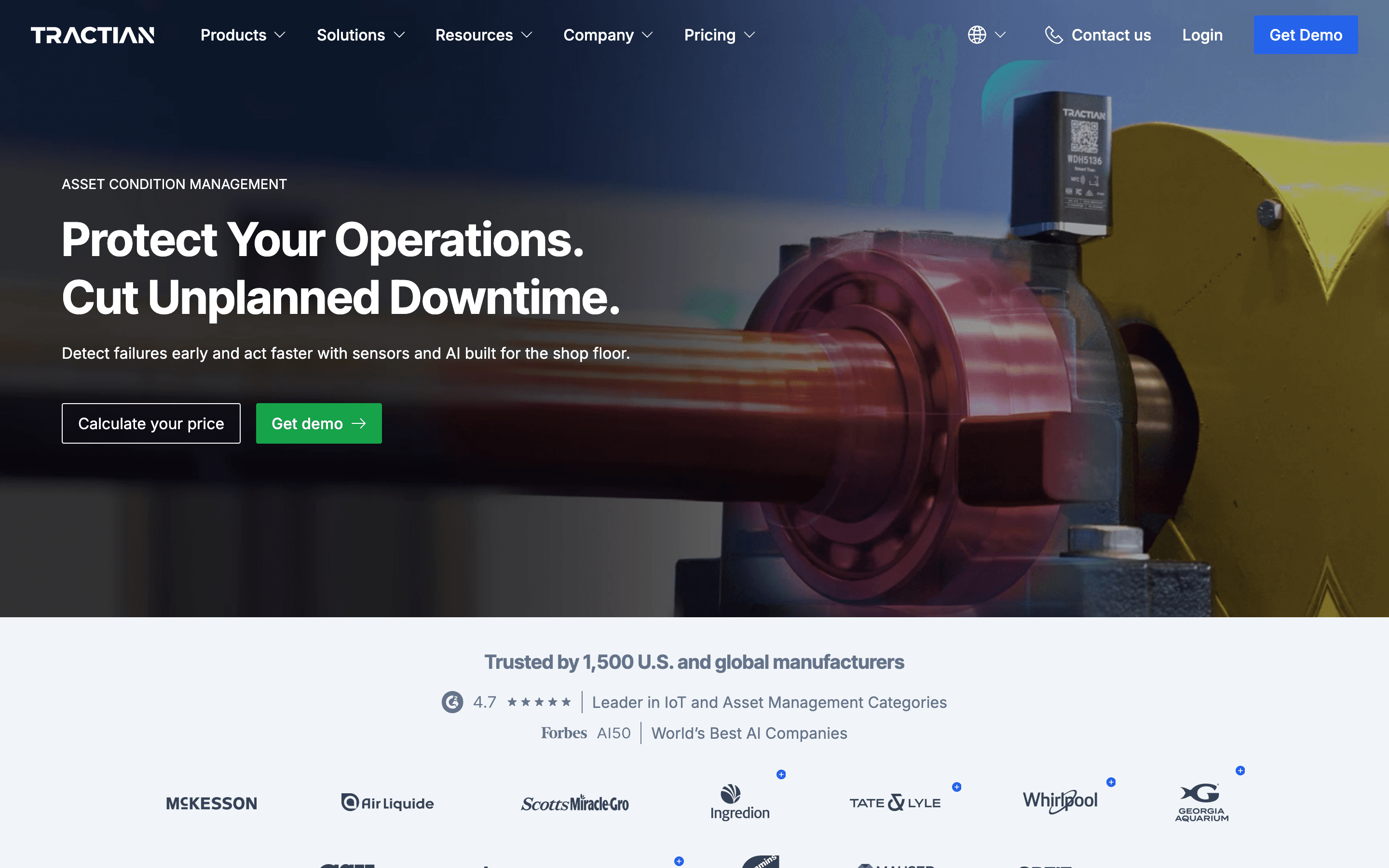 Tractian homepage