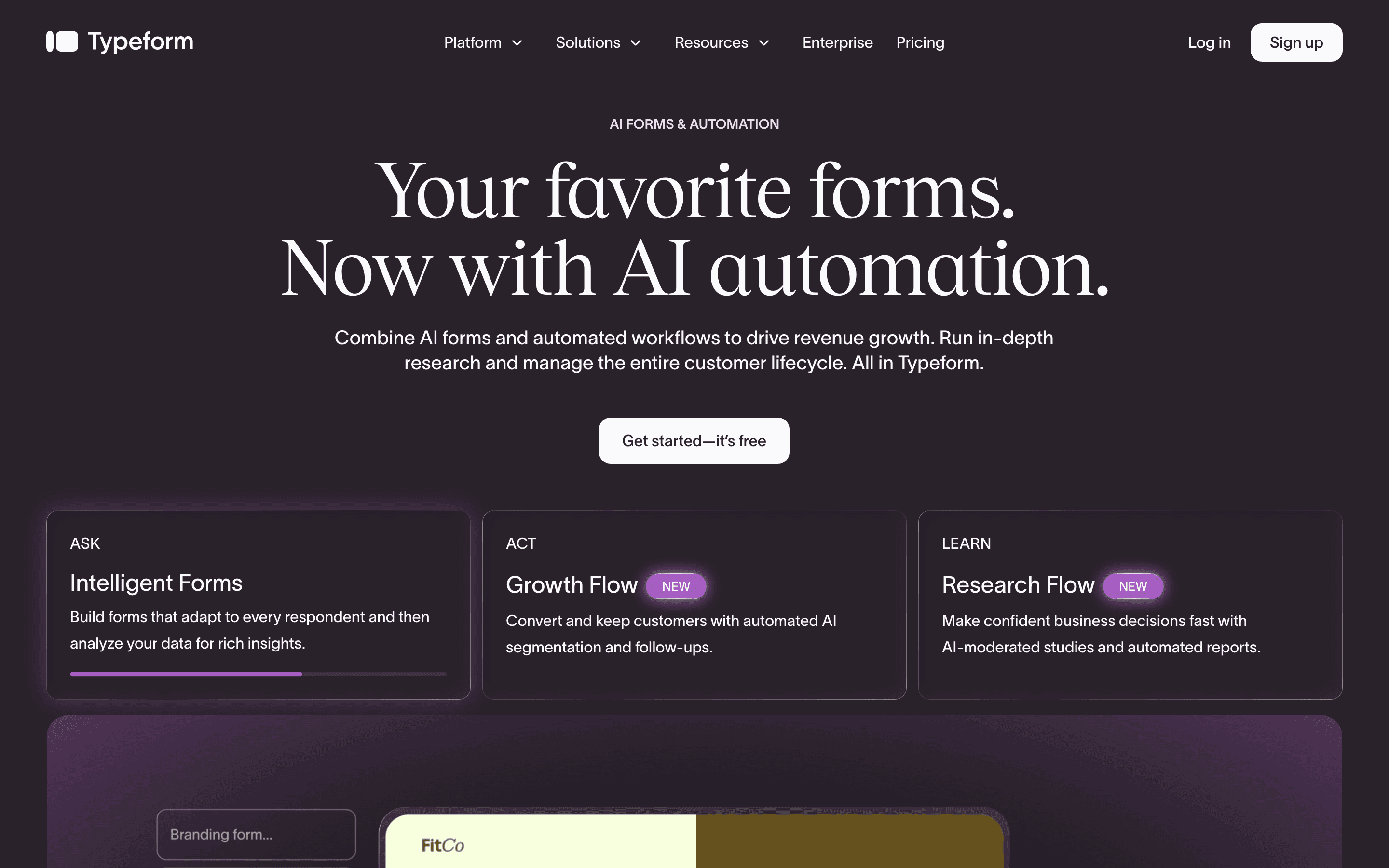 Typeform homepage