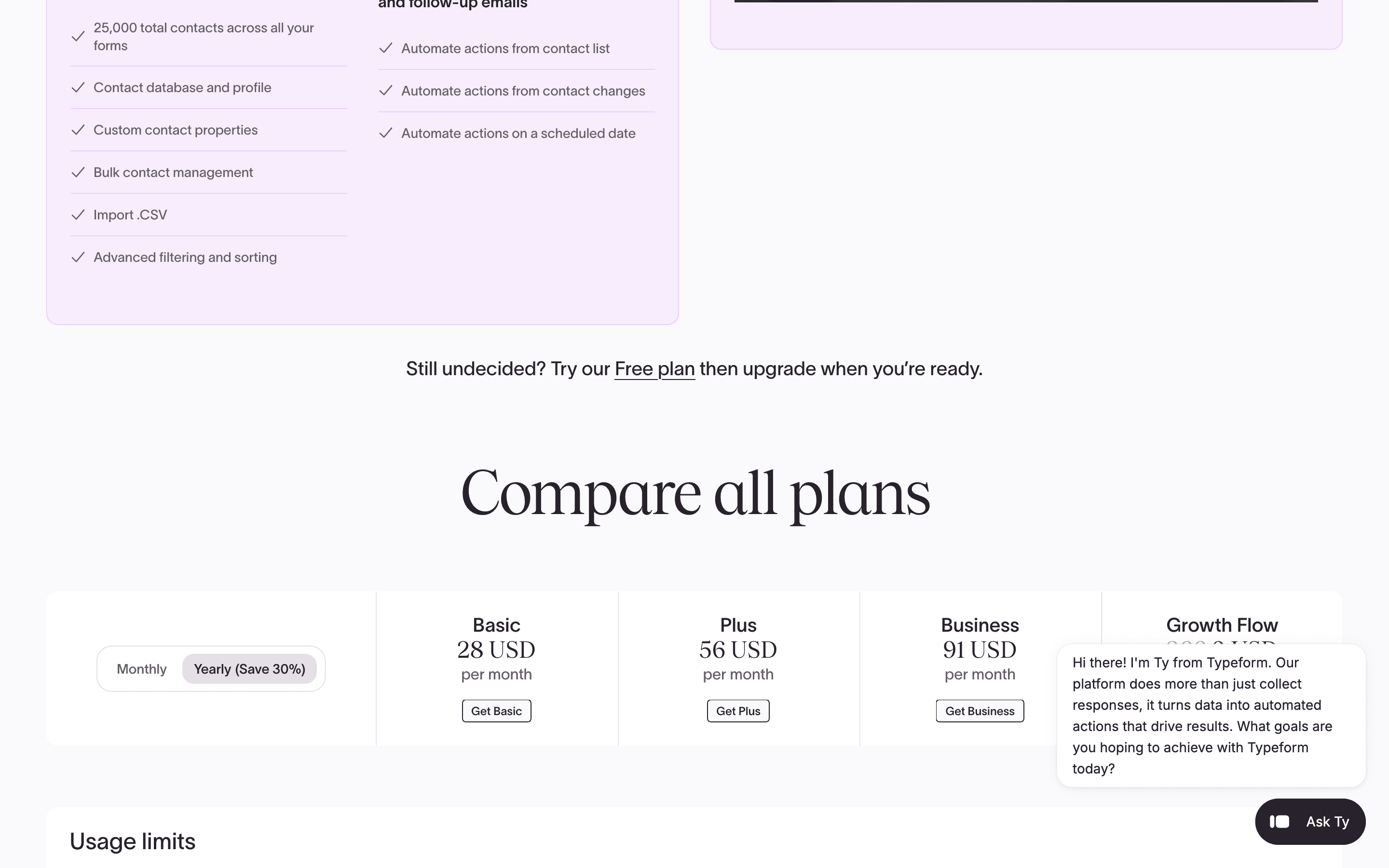 Typeform pricing