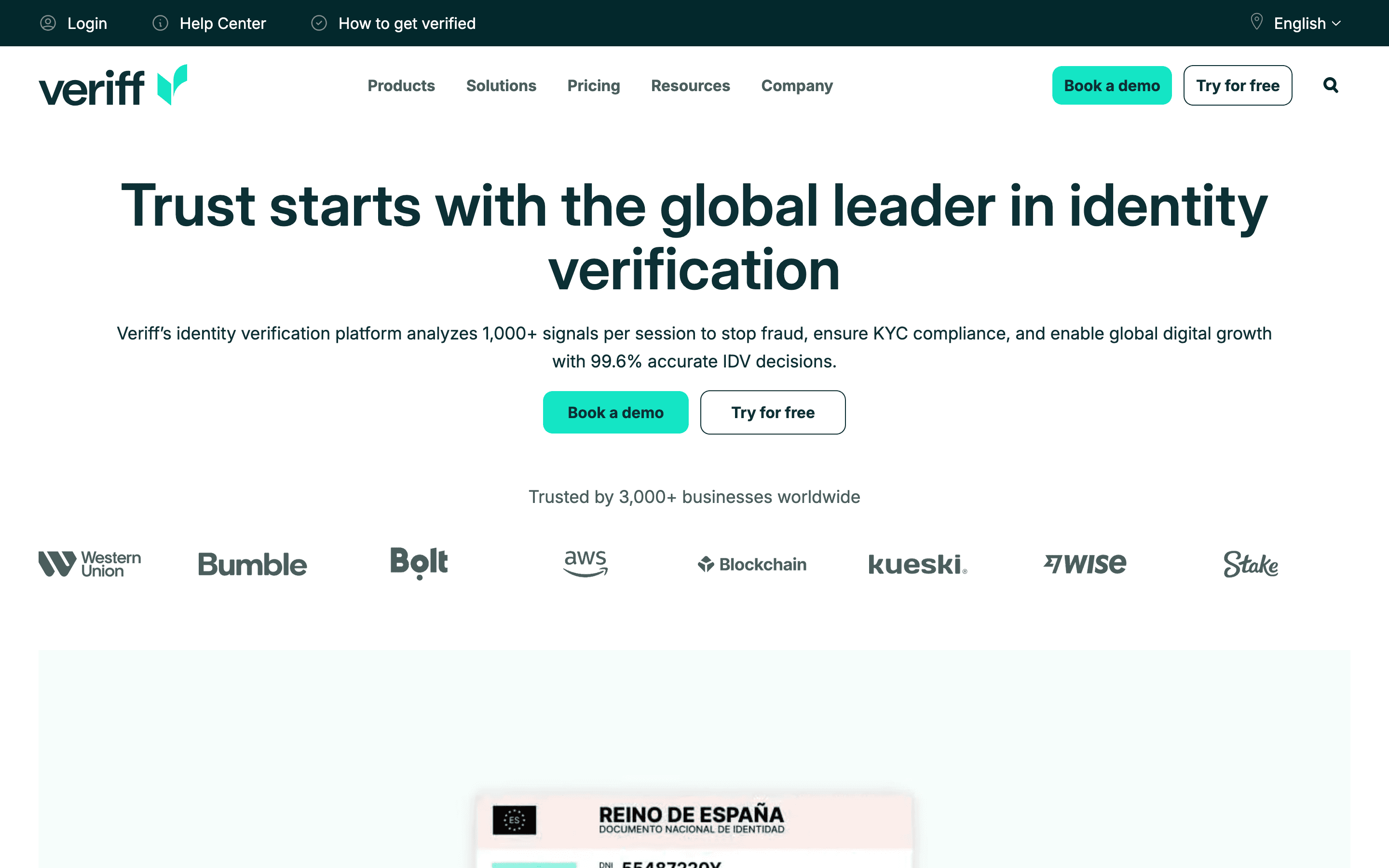 Veriff homepage