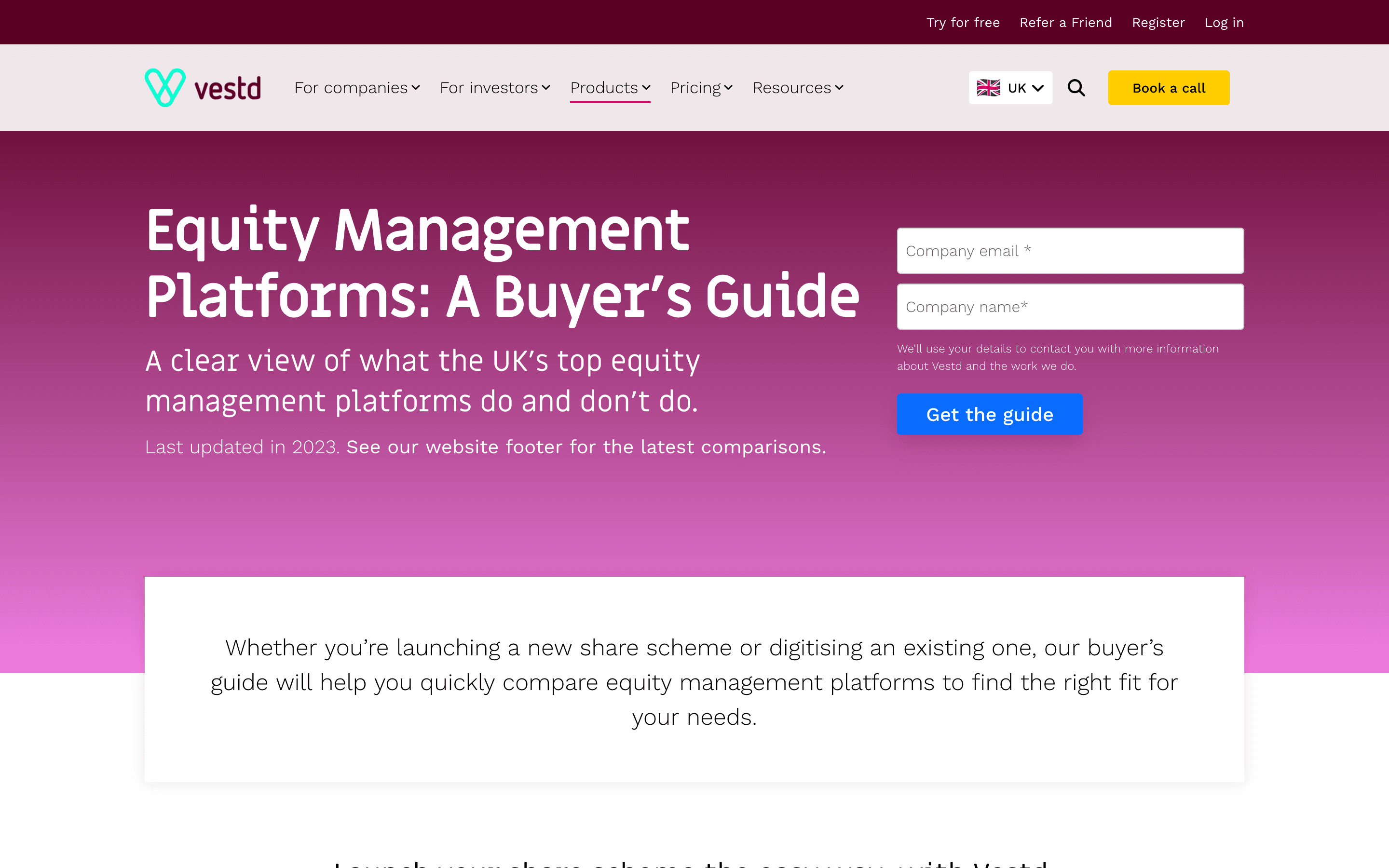Vestd: Equity management buyers