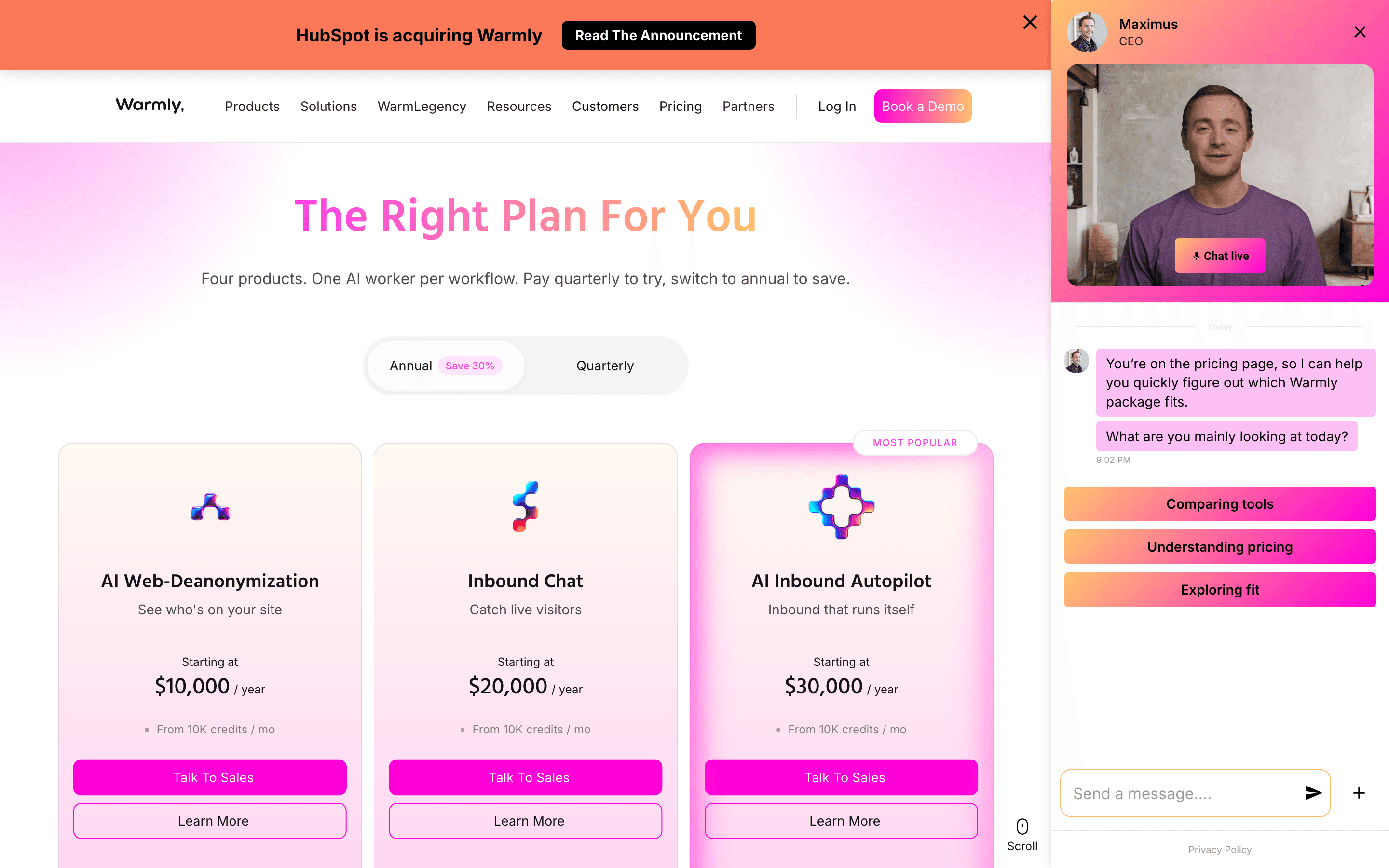Warmly pricing