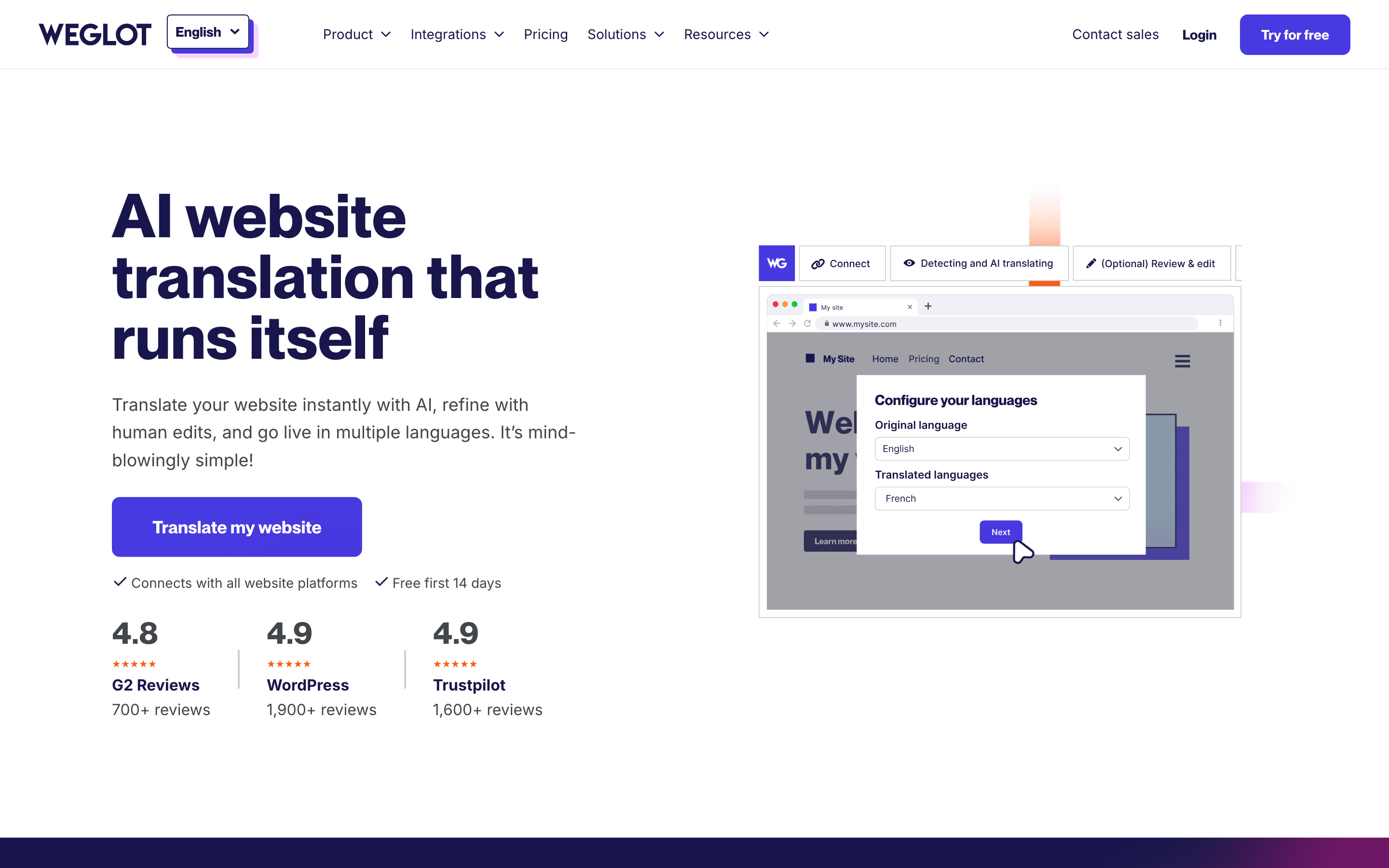Weglot homepage