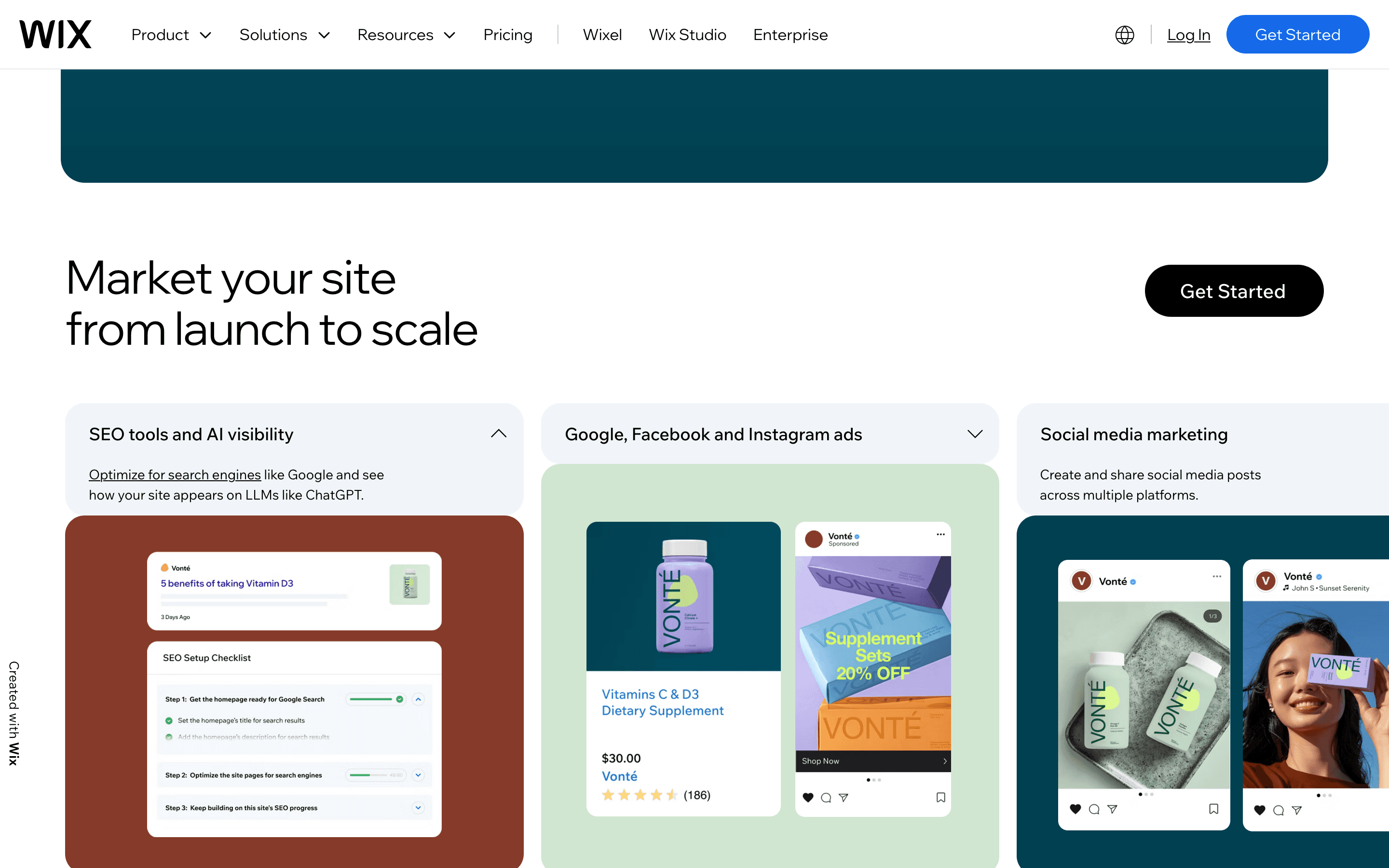 Wix homepage