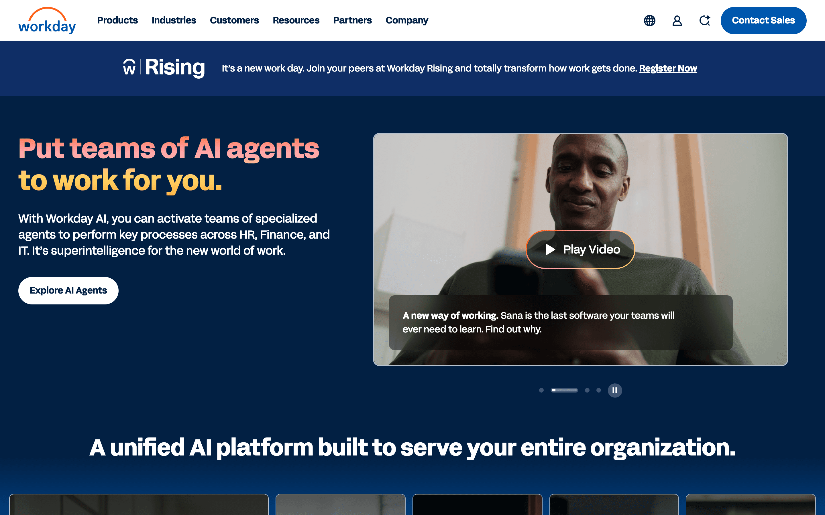Workday homepage