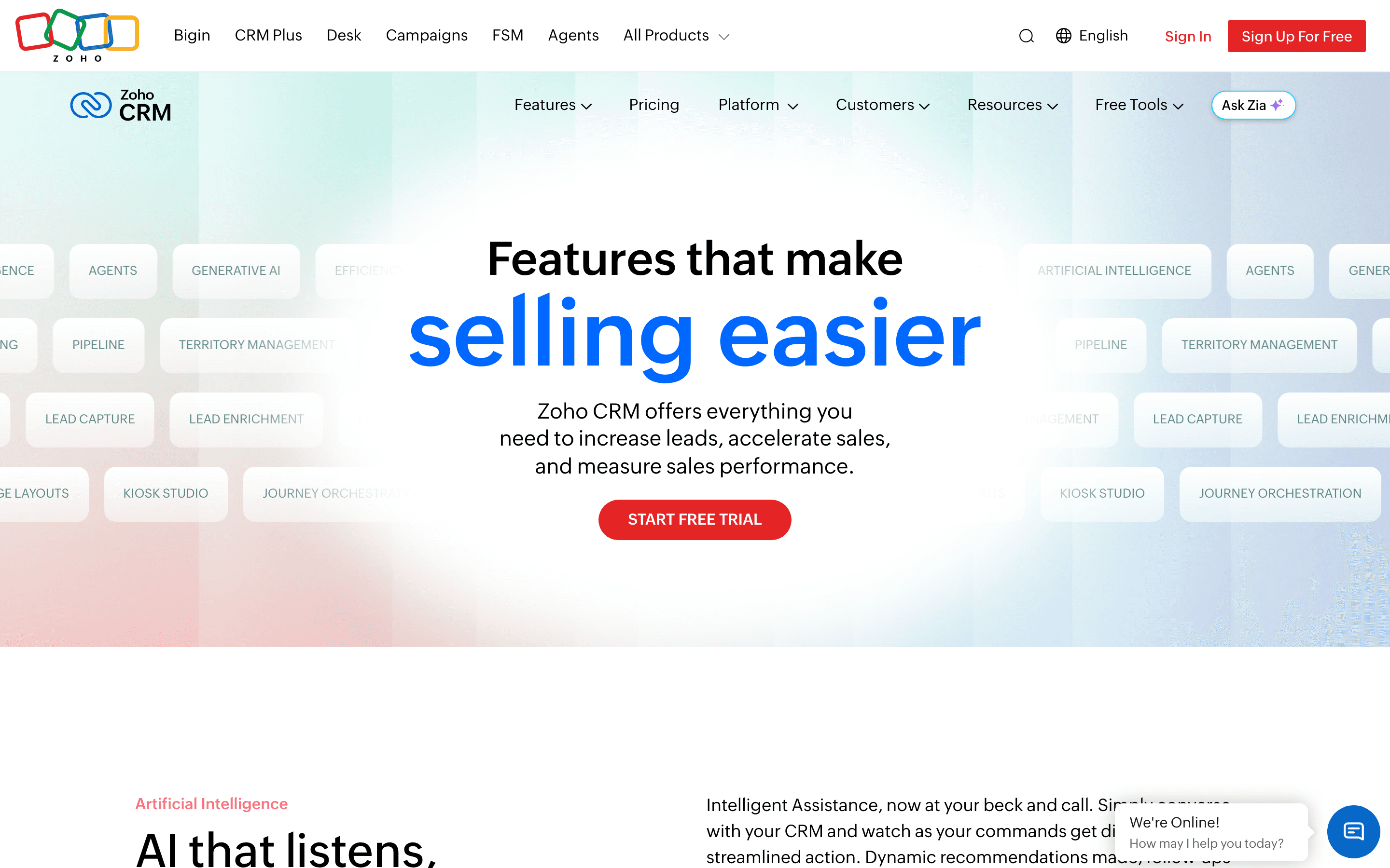 Zoho CRM: Features html